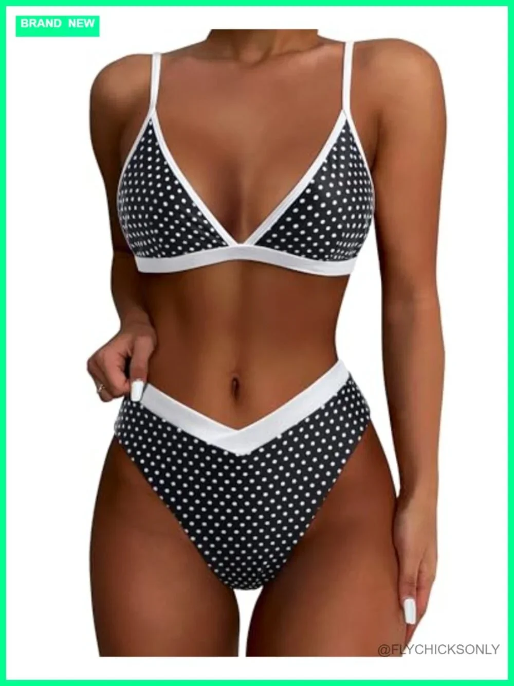 Women's Triangle High Cut Bikini Set High Waisted Tummy Control 2 Piece Swimwear